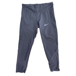 Nike Dri-Fit Women's  Small S SM Power Gunsmoke Gray Drawstring Mesh Leggings